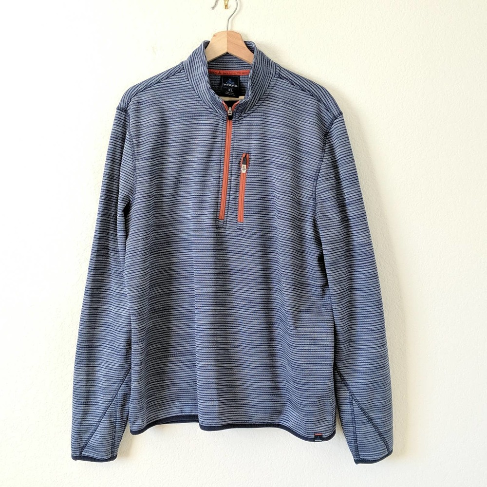 Prana Pullover Sweatshirt Striped Blue Shirt XL